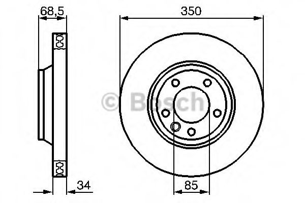 Диск гальмівний AUDI Q7, VW TOUAREG передн., вент. (вир-во Bosch) TRW арт. 0986479251