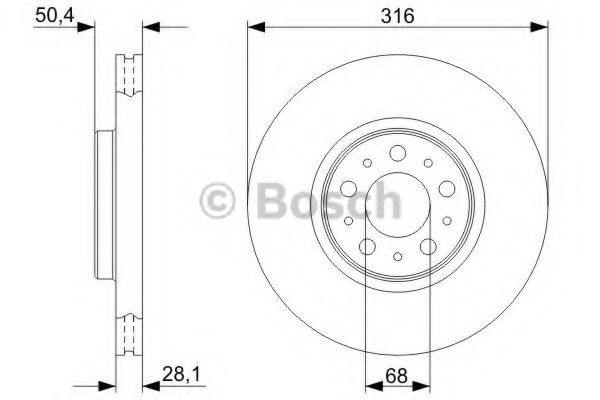 BOSCH диск гальм. передн. Volvo XC 90 02- (316*28) ABS арт. 0986479322