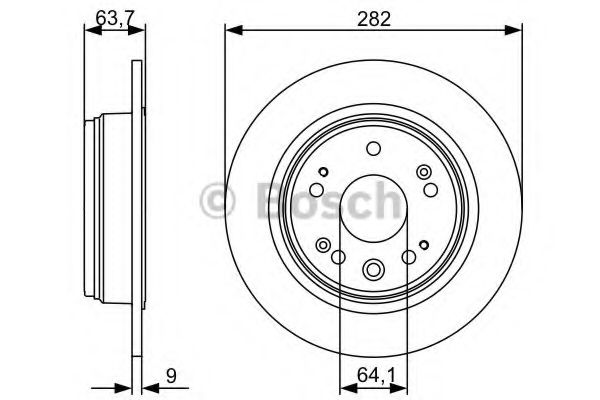 BOSCH HONDA гальмівний диск задн.CR-V II 01- NIPPARTS арт. 0986479505