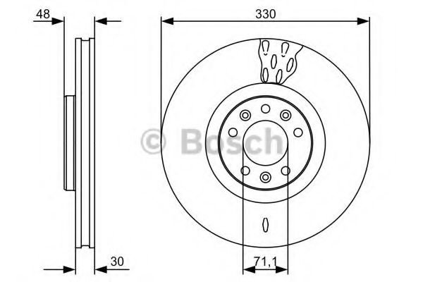 BOSCH CITROEN диск гальмів.передн.C5 III,Peugeot 407 05- ROADHOUSE арт. 0986479529