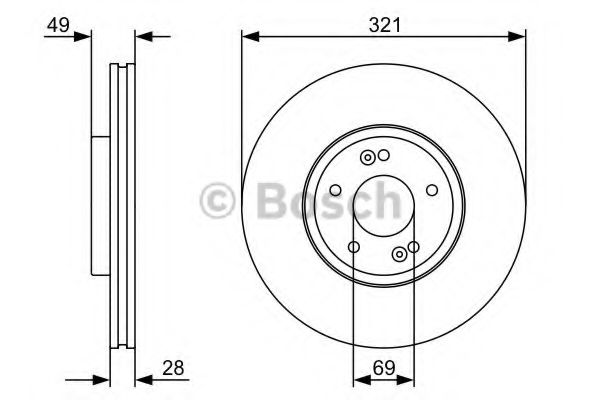 0986479536 BOSCH Гальмівний диск BD1383 TRW арт. 0986479536