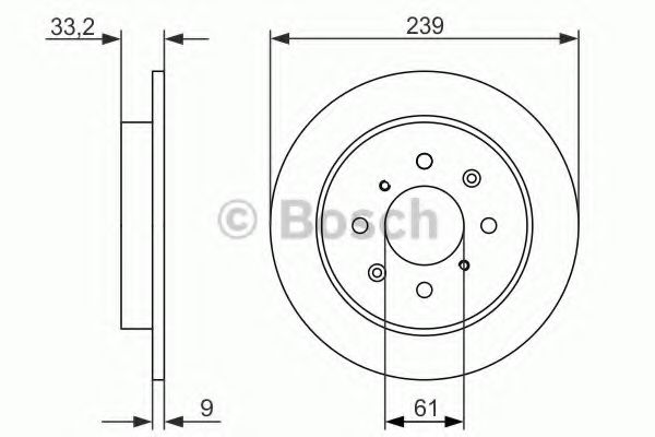 BOSCH HONDA диск гальмівний задн.Jazz 08- BLUEPRINT арт. 0986479739