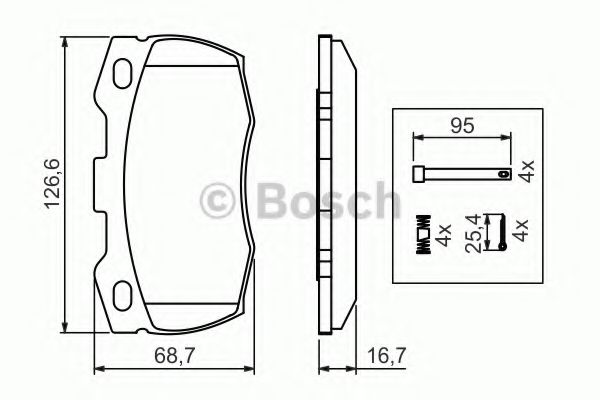 BOSCH гальмівні колодки задні LAND ROVER 110/127, 90 I, DEFENDER 2.2D-4.0 09.83-02.16 BLUEPRINT арт. 0986494291