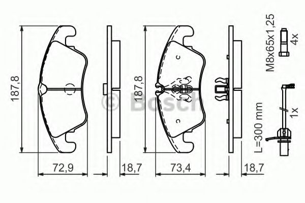 BOSCH AUDI гальмівні колодки передн.A4,A5 07- METELLI арт. 0986494456