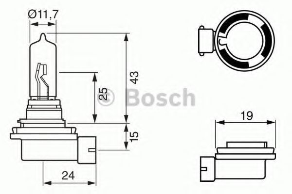 1987302082 BOSCH Лампа H9 12V 65W PGJ19-5 PURE LIGHT OSRAM арт. 1987302082