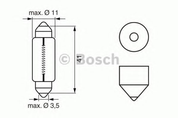 1987302225 BOSCH Лампа C5W 12V 5W SV8,5-8 PURE LIGHT 41мм (10 шт.) OSRAM арт. 1987302225