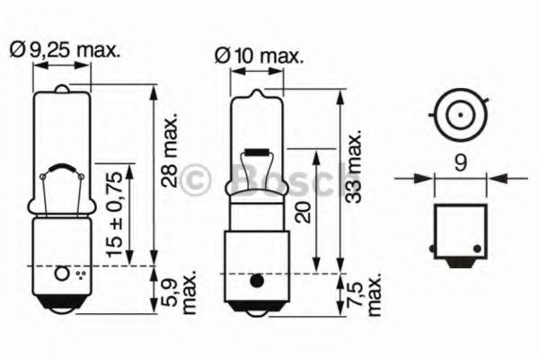 1987302232 BOSCH Лампа H6W 12V BAX9S (10 шт.) OSRAM арт. 1987302232