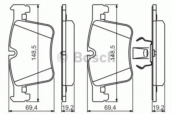 0986494487 BOSCH Гальмівні колодки до дисків BP1408 JURID арт. 0986494487