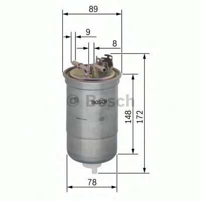 BOSCH N6373 H=172mm фільтр паливний диз. VW Lupo 1,2/1,4TDI Polo 1,7/1,9SDI MECAFILTER арт. 0450906373