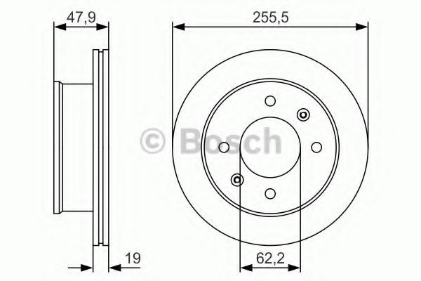 Диск гальмівний HYUNDAI Getz 255,5 mm''F ''1,1-1,6 ''02->>1 PR2 FERODO арт. 0986479S21