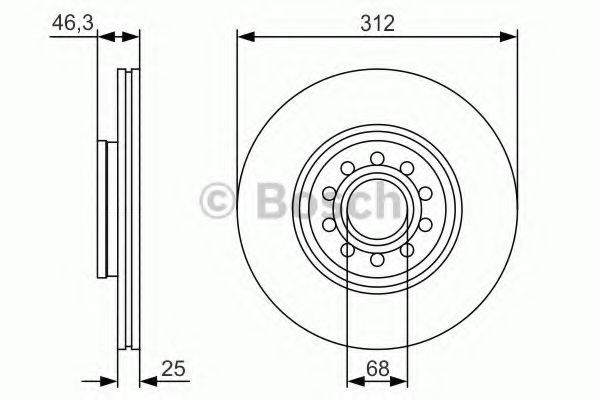 Диск гальмівний AUDI/SKODA/VW A4/A6/SuperB/Passat 312mm ''F 