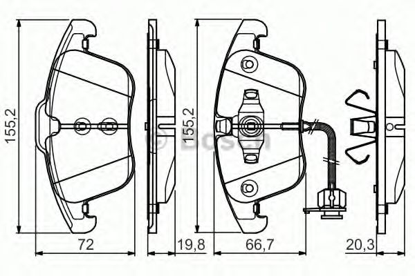 Гальмiвнi колодки дисковi 8K0698151A, 8K0698151F, 247052001 BREMBO арт. 0986495129