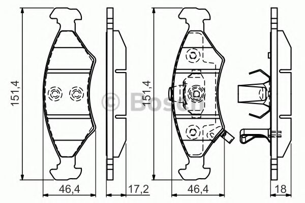 BOSCH KIA гальмівні колодки дискові передн.Shuma 98- BLUEPRINT арт. 0986494547