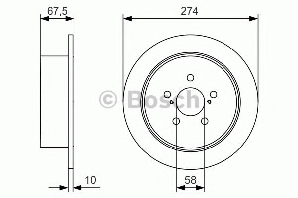 BOSCH  SUBARU гальмівний диск задн. Legacy 03- ABS арт. 0986479A82