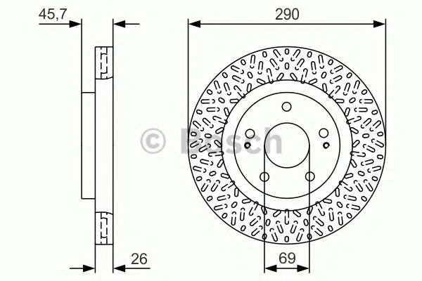 BOSCH  MITSUBISHI гальмівний диск передн.Grandis 04- (290*26) FERODO арт. 0986479U80