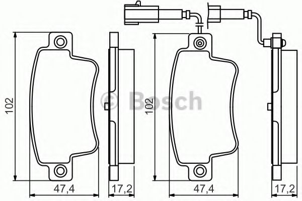 BOSCH FIAT колодки гальм. передн.  (з датчик.) Punto 09- BREMBO арт. 0986495355