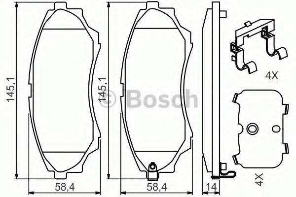 BOSCH FORD гальмів. колодки передн. (з пластинами для шв. заміни) Ranger, Mazda BT-50 99- HERTHBUSSJAKOPARTS арт. 0986494587