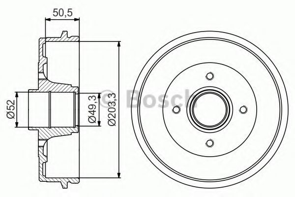 BOSCH RENAULT Гальмівний барабан задн. TWINGO II 1.2, 1.5 07- BREMBO арт. 0986477214