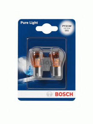 1987301018 BOSCH Лампа PY21W 12V BAU15S PURE LIGHT (бл. 2 шт.) OSRAM арт. 1987301018