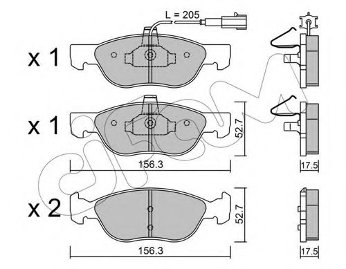 Гальмівні колодки пер. Fiat Bravo/Marea 96-02 (ATE) (156,3x52,6x17,6) BREMBO арт. 8220820