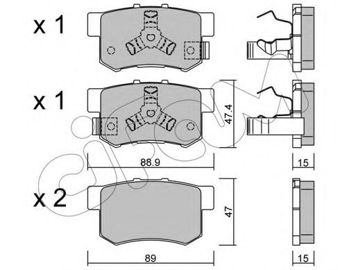 Гальмівні колодки зад. Civic 98-/Accord 90-03 (Akebono) (47,8x88,9x14,5) ICER арт. 8221731