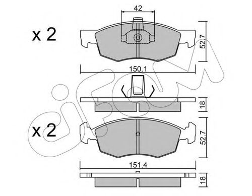 CIFAM  FIAT гальмівні колодки передн.Doblo 01- METELLI арт. 8222742