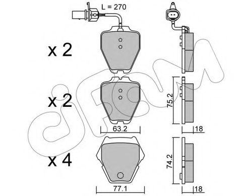 CIFAM VW гальмівні колодки передн з датчик. Audi A4,6, Allroad 97- JPGROUP арт. 8227741