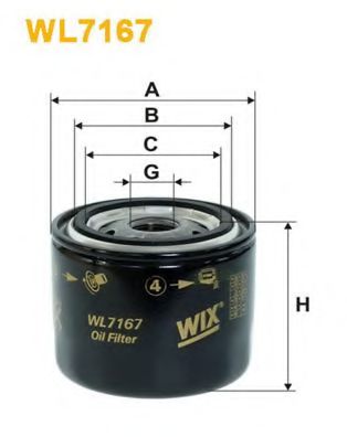 Фільтр масляний двигуна WL7167/OP613 (вир-во WIX-FILTERS) MECAFILTER арт. WL7167