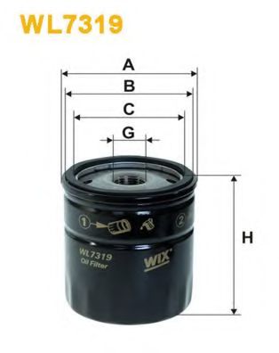 Фільтр масляний двигуна WL7319/OP566/2 (вир-во WIX-FILTERS) MECAFILTER арт. WL7319