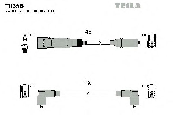 Кабель запалювання к-кт TESLA WAG 84-92 1,6 PROFIT арт. T035B