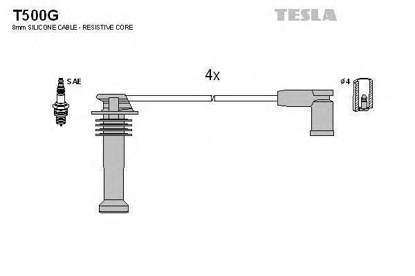 Кабель запалювання к-кт TESLA Ford BREMI арт. T500G