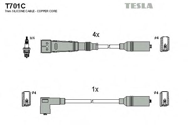 Кабель запалювання к-кт TESLA Audi 80 78-98 1,4 BERU арт. T701C