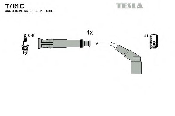 Кабель запалювання к-кт TESLA BMW E36 93-00 1,6 BREMI арт. T781C