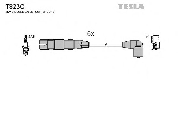 Кабель запалювання к-кт TESLA Ford Galaxy 2,8 96-00,VW 2,8 VR6 92-00 NGK арт. T823C