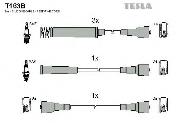 Кабель запалювання к-кт TESLA Opel Omega, Frontera 86-98 NGK арт. T163B