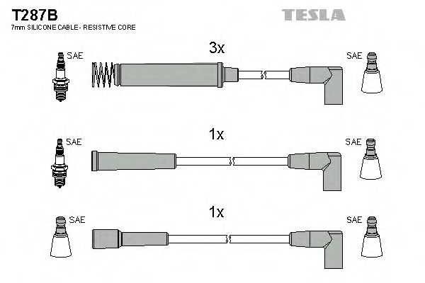 Кабель запалювання к-кт TESLA Opel Vectra 88-95 1,6 NGK арт. T287B