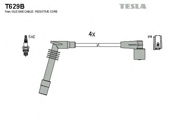 Кабель запалювання к-кт TESLA Opel 91-03 1,2 NGK арт. T629B