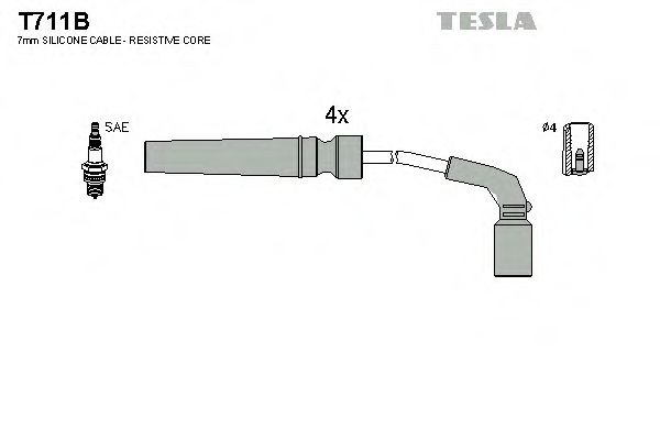 Кабель запалювання к-кт TESLA Daewoo, Chevrolet 1,4 BREMI арт. T711B