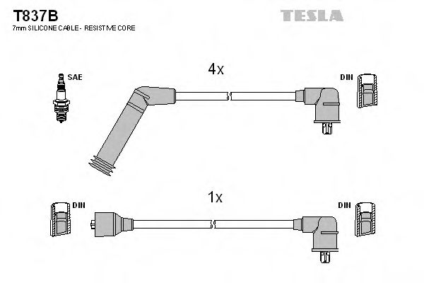 Кабель запалювання к-кт TESLA HY 89-96 1,3 BLUEPRINT арт. T837B