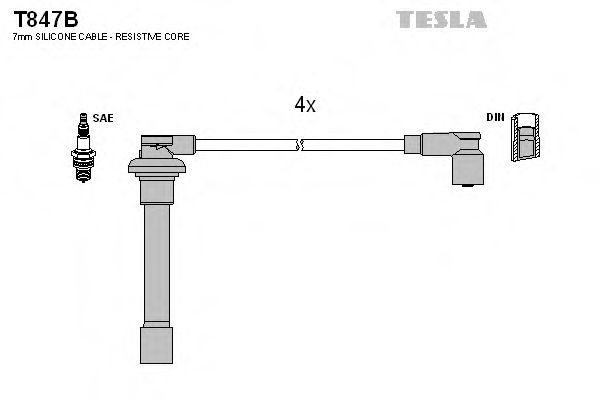 Кабель запалювання к-кт TESLA Honda 87-01 1,4 BLUEPRINT арт. T847B