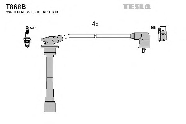 Кабель запалювання к-кт TESLA HY,Kia 96- 1,6 NGK арт. T868B