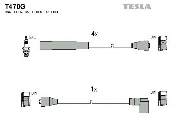 Кабель запалювання к-кт TESLA Ford Sierra 82-93 1,3 NGK арт. T470G