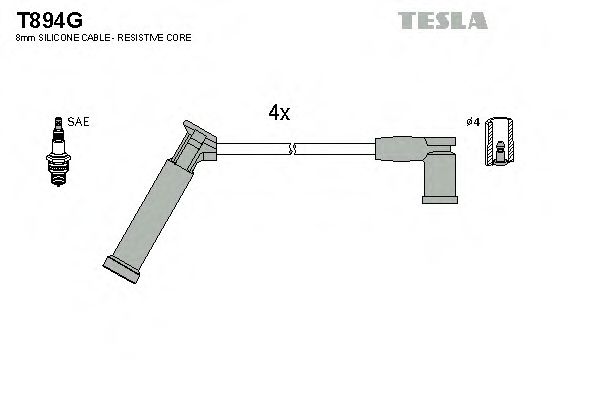 Кабель запалювання к-кт TESLA Ford Fiesta,Fusion,Focus I 1.25,1.4,1.6 96- BREMI арт. T894G