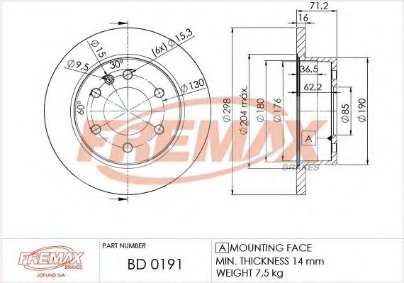 Фото - Диск торм. задний, DB209-318(A 906 423 00 12) FREMAX - BD0191