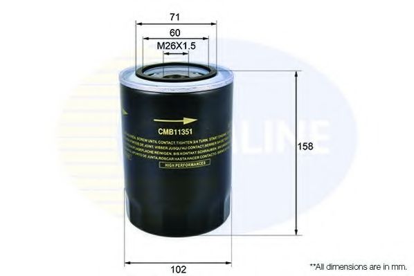 CMB11351 Comline - Фільтр оливи ( аналогWL7199/OC297 ) KOLBENSCHMIDT арт. CMB11351