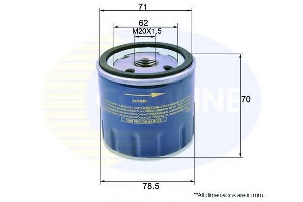 EOF039 Comline - Фільтр оливи ( аналогWL7083/OC272 ) PURFLUX арт. EOF039