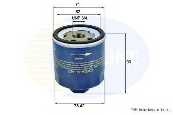 EOF061 Comline - Фільтр оливи ( аналогWL7203/OC295 ) UFI арт. EOF061