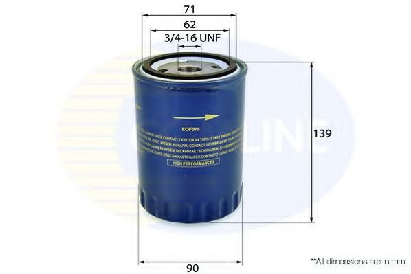 EOF078 Comline - Фільтр оливи ( аналогWL7217/OC262 ) UFI арт. EOF078