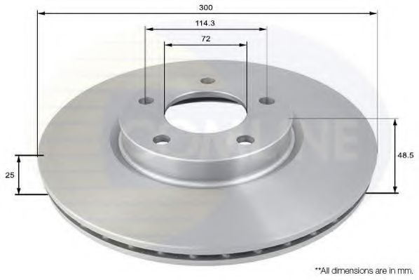 ADC0447V Comline - Диск гальмівний вентильований з покриттям NIPPARTS арт. ADC0447V