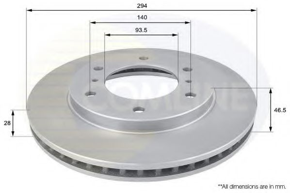 ADC0378V Comline - Диск гальмівний вентильований з покриттям BOSCH арт. ADC0378V